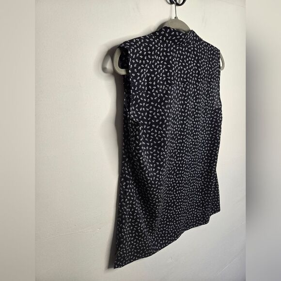 Ann Taylor Preppy Old Money Popover Blouse Sleeveless Collared Anchor Print Sz S - Picture 11 of 11